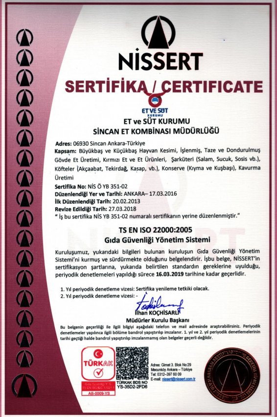 Sincan Et Kombinası Kombinalarımız Et ve Süt Kurumu