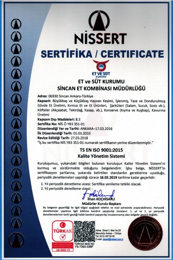 Sincan Et Kombinası Kombinalarımız Et ve Süt Kurumu