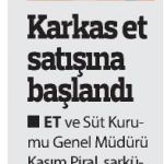 ET VE SÜT KURUMU KARKAS ET SATIŞINA BAŞLADI 