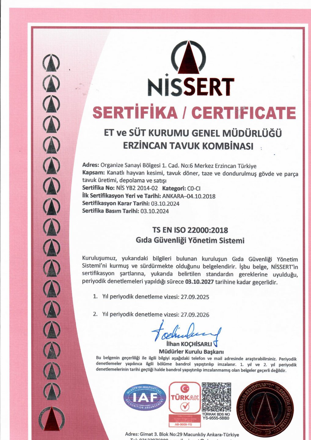 erzincan SERTİFAKA