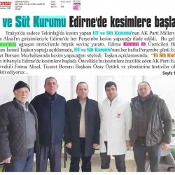 Et ve Süt Kurumu Edirne'de Büyükbaş Hayvan Kesimine Başladı