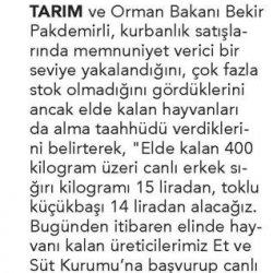 Elde Kalan Kurbanlıkları ESK alacak