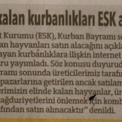 Elde Kalan Kurbanlıkları ESK alacak