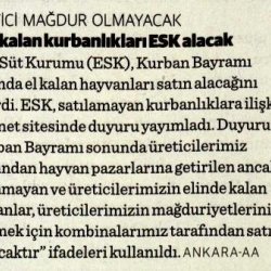Elde Kalan Kurbanlıkları ESK alacak