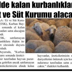 Elde Kalan Kurbanlıkları ESK alacak