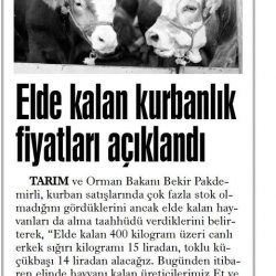 Elde Kalan Kurbanlıkları ESK alacak