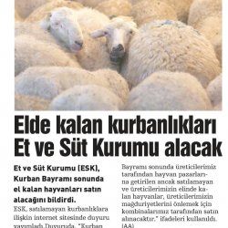 Elde Kalan Kurbanlıkları ESK alacak