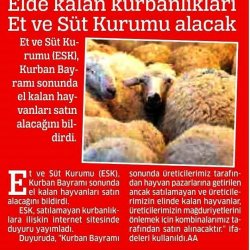 Elde Kalan Kurbanlıkları ESK alacak