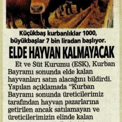 Elde Kalan Kurbanlıkları ESK alacak