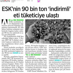 ESK'nın 90 Bin Ton İndirimli Eti Tüketiciye Ulaştı