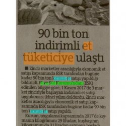 ESK'nın 90 Bin Ton İndirimli Eti Tüketiciye Ulaştı