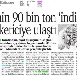 ESK'nın 90 Bin Ton İndirimli Eti Tüketiciye Ulaştı