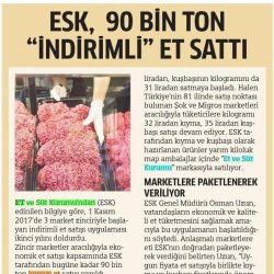 ESK'nın 90 Bin Ton İndirimli Eti Tüketiciye Ulaştı