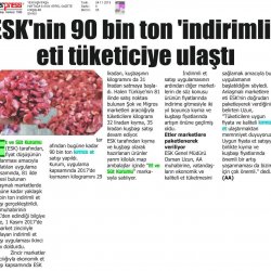 ESK'nın 90 Bin Ton İndirimli Eti Tüketiciye Ulaştı