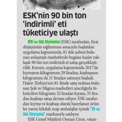 ESK'nın 90 Bin Ton İndirimli Eti Tüketiciye Ulaştı