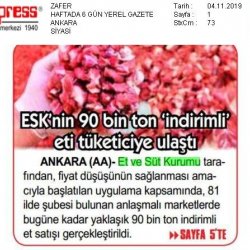 ESK'nın 90 Bin Ton İndirimli Eti Tüketiciye Ulaştı