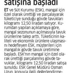 ESK Mangallık Tüm Tavuk Satışına Başladı