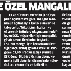 ESK Mangallık Tüm Tavuk Satışına Başladı