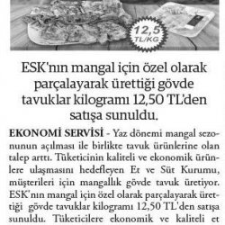 ESK Mangallık Tüm Tavuk Satışına Başladı