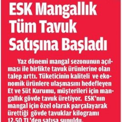 ESK Mangallık Tüm Tavuk Satışına Başladı