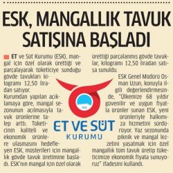 ESK Mangallık Tüm Tavuk Satışına Başladı