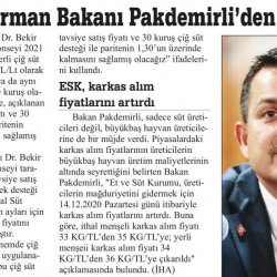 BAKAN PAKDEMİRLİ’DEN SÜT ÜRETİCİLERİNE VE BÜYÜKBAŞ HAYVAN ÜRETİCİLERİNE MÜJDE