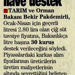 BAKAN PAKDEMİRLİ’DEN SÜT ÜRETİCİLERİNE VE BÜYÜKBAŞ HAYVAN ÜRETİCİLERİNE MÜJDE