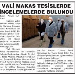 Erzincan Valisi Mehmet Makas Kombinamıza Ziyarette Bulundu