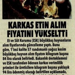 ESK Karkas Etin Alım Fiyatını Yükseltti