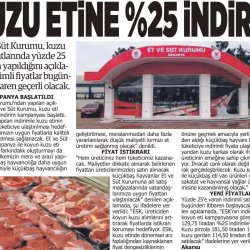 Et ve Süt Kurumundan Kuzu Etinde İndirim