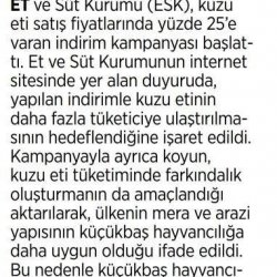 Et ve Süt Kurumundan Kuzu Etinde İndirim