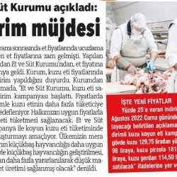 Et ve Süt Kurumundan Kuzu Etinde İndirim