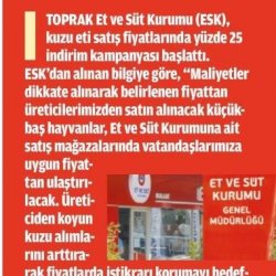 Et ve Süt Kurumundan Kuzu Etinde İndirim