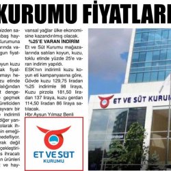 Et ve Süt Kurumundan Kuzu Etinde İndirim