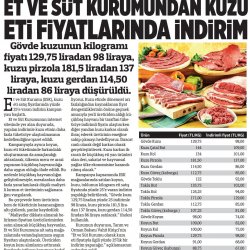 Et ve Süt Kurumundan Kuzu Etinde İndirim