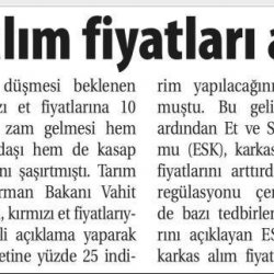 ESK Küçükbaş Hayvan Alım Fiyatını Güncelledi