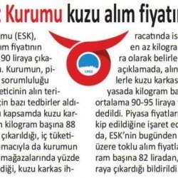 ESK Küçükbaş Hayvan Alım Fiyatını Güncelledi