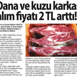 Tarım ve Orman Bakanı Prof. Dr. Vahit Kirişçi, Et ve Süt Kurumunun Üreticiden Alacağı Karkas Etin Fiyatını İki Lira Artırdığını Açıkladı