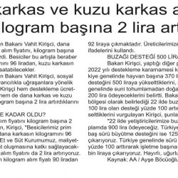 Tarım ve Orman Bakanı Prof. Dr. Vahit Kirişçi, Et ve Süt Kurumunun Üreticiden Alacağı Karkas Etin Fiyatını İki Lira Artırdığını Açıkladı