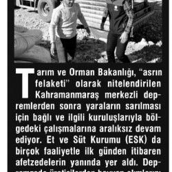 Et ve Süt Kurumu Deprem Bölgesinde Çalışmalarını Aralıksız Sürdürüyor