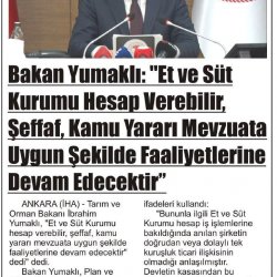 Tarım ve Orman Bakanı İbrahim Yumaklı, Et ve Süt Kurumu Hakkındaki İddialara Açıklık Getirdi