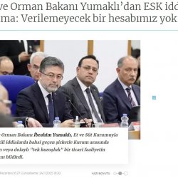 Tarım ve Orman Bakanı İbrahim Yumaklı, Et ve Süt Kurumu Hakkındaki İddialara Açıklık Getirdi