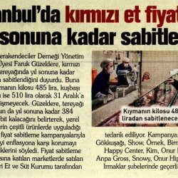 İstanbul ve Ankara'da Kırmızı Et ile Tereyağı Fiyatları Sabitlendi