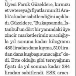 İstanbul ve Ankara'da Kırmızı Et ile Tereyağı Fiyatları Sabitlendi