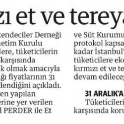 İstanbul ve Ankara'da Kırmızı Et ile Tereyağı Fiyatları Sabitlendi