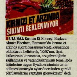Ramazanda Kırmızı Et Arzında Sıkıntı Yaşanması Beklenmiyor